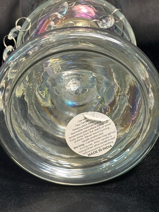 Clear Cut Glass Diamond Hurricane Taper Candle Holder 11.5” Hollywood Regency